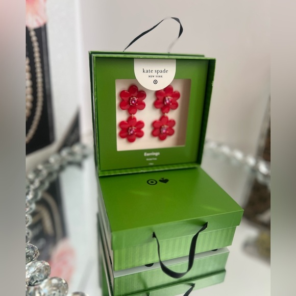 Kate Spade New York × Target Floral Linear Earrings Red New With Box - Picture 7 of 9